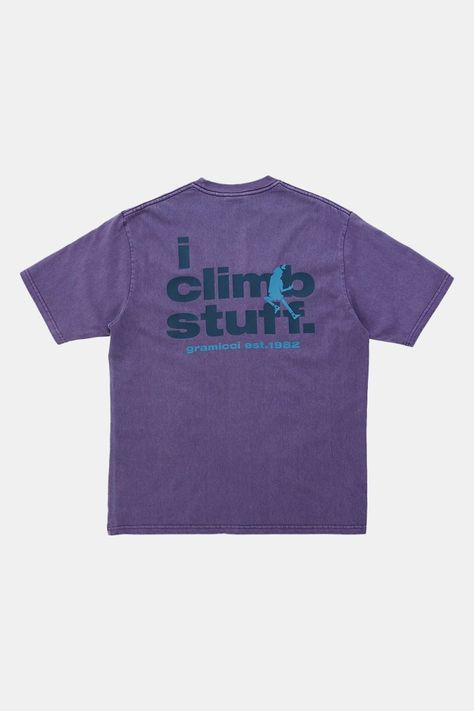 Rock Climbing Pants, Rock Walls, Climbing Pants, Wall Graphic, Purple Tee, Rock Climbers, Rock Wall, Medium Purple, Wall Graphics