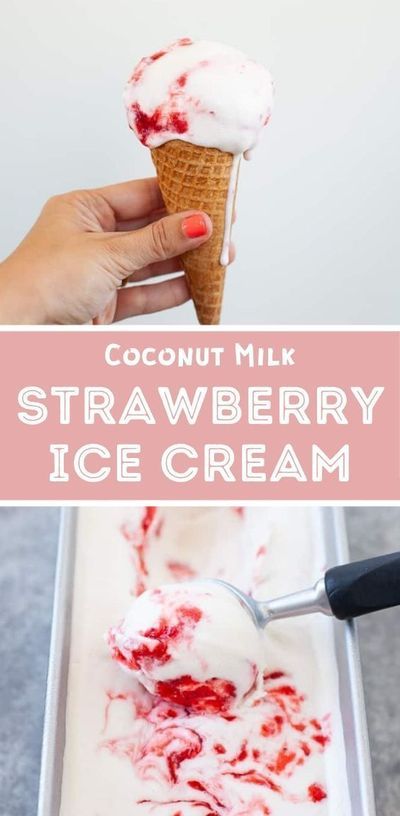 Healthy Strawberry Ice Cream, Coconut Milk Ice Cream Recipe, Non Dairy Ice Cream, Homemade Strawberry Ice Cream, Strawberry Ice Cream Recipe, Ice Cream Recipes Machine, Milk Strawberry, Coconut Milk Ice Cream, Easy Ice Cream Recipe