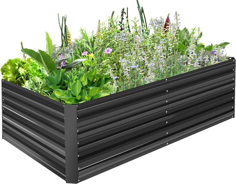 Amazon.com: Rengue 8x4x2FT Raised Garden Beds Large Galvanized Planter Raised Beds Outdoor Sturdy Raised Bed for Vegetables, Flowers, Fruits, Succulent, Herbs, Garden Box with Open Bottom Easy Assembly : Patio, Lawn & Garden Raised Garden Bed Kits, Metal Raised Garden Beds, Metal Planter Boxes, Backyard Inspo, Metal Planters, Planter Box, Garden Boxes, Garden Bed, Garden Cottage