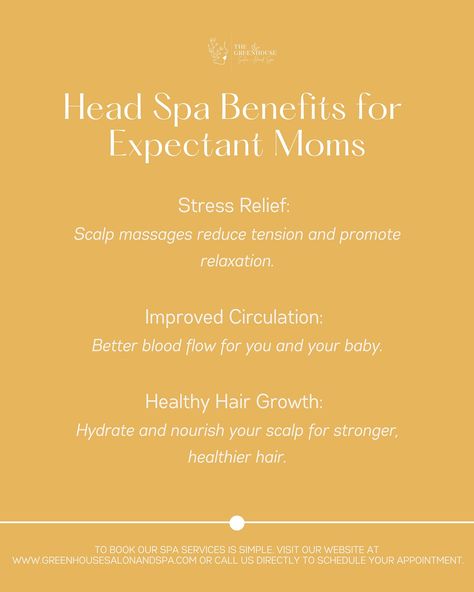 Expectant mothers deserve extra care and attention, and our spa services are designed with your well-being in mind. From gentle facials to relaxing headspa treatments, all of our services are safe and tailored to meet your unique needs during pregnancy. The Greenhouse Salon + Head Spa⁠ Hair Care, Skin Care + Head Spa⁠ 📍 300 E Blackstock Rd Suite C, Spartanburg SC 29301⁠ 📲 864-804-6145⁠ 🌐 greenhousesalonandheadspa.com Hair Highlights, Blow Dry, Spartanburg, Balayage, Best Hair Salon, Ha... Head Spa, Spa Hair, Spartanburg Sc, Reduce Tension, Best Hair Salon, The Greenhouse, Improve Circulation, Care Skin, Scalp Massage