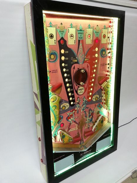 RE-PURPOSED PINBALL MACHINE INTERACTIVE WALL HANGING ! Pinball Playfield Art, Pinball Art, Tech Room, Marble Machine, Pinball Game, Homeschool Projects, Interactive Walls, Pinball Machines, Mini Game