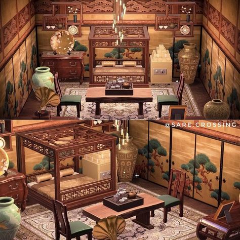 Exterior Animal Crossing, Zen Acnh, Acnh Rooms, Acnh Zen, Japanese Home Interior, Acnh Interior, Asian Bedroom, Chinese Window, Japanese Island