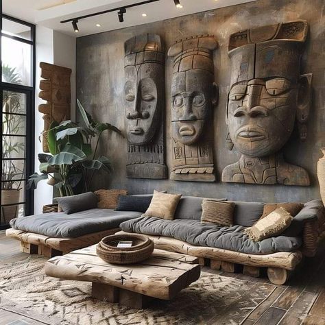 Hiasan Dalaman Rumah, Dekorasi Bohemia, Art On The Wall, African Interior Design, African Inspired Decor, Modern Rustic Living Room, African Interior, Desain Lanskap, Afrikaanse Kunst