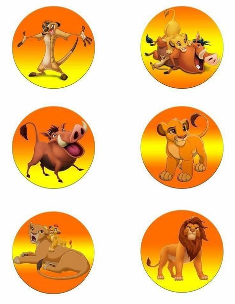 King Cupcakes, Dora Wallpaper, Lion King Cupcakes, Disney Stickers Printables, Lion King Cake, Lion King Timon, Lion King Party, Lilac Fabric, Lion King Baby Shower