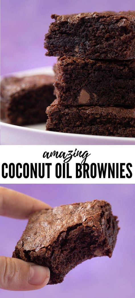 Coconut Oil Brownies, Oil Brownies, Yummy Bars, Chewy Chocolate Brownies, Brownie Vegan, Fudgy Cake, Moist Brownies, Menu Recipes, Coconut Oil Recipes