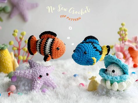 No Sew Amigurumi, No Sew Crochet, Blue Tang, Crochet Fish, Iphone Holder, African Flowers, Clownfish, Amigurumi Elephant, Clown Fish