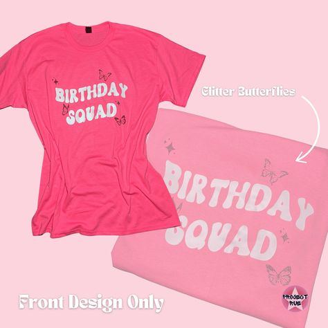 ✨ Squad Goals, Elevated! ✨ These custom group shirts were made for a birthday girl and her fabulous friends, perfectly matching their special celebration! 🥳💃 💖 Want your own matching moments? I can create custom shirts to match your event’s theme, vibe, and color palette. Whether it’s birthdays, bachelorette parties, family reunions, or just because—I’ve got you covered! 🎨👕 💬 DM to order and let’s bring your ideas to life! 🌟 Your Vision, My Craft 🎨 Any Theme, Any Palette ✨ Unforgettable D... Butterfly Birthday, Family Reunions, Group Shirts, Squad Goals, Bachelorette Parties, Family Reunion, Birthday Girl, Front Design, Bachelorette Party