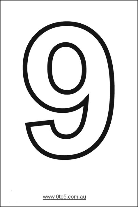 Number - nine printable template 9 Font Number, Number 9 Font, Number 9 Craft, Large Printable Numbers, Learning Numbers Preschool, Kindergarten Math Worksheets Free, Free Printable Numbers, Number Nine, Number Stencils