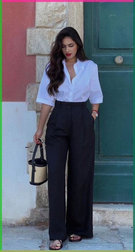 Black Shirt Formal Outfit Woman, Formal Elegant Outfit Classy, Black Formal Pants Outfit, Corporate Outfits For Women, Outfit Formal Mujer, Elegantes Outfit Frau, Corporate Attire, Professional Outfits Women, Business Outfits Women