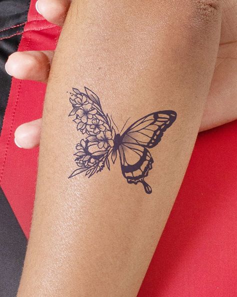 Brielle Tattoo - Semi-Permanent Tattoos by inkbox™ - Inkbox™ Spiritual Butterfly Tattoo, Single Butterfly Tattoo, Unique Butterfly Tattoos, Butterfly Tattoos For Women, Elbow Tattoos, Shoulder Tattoos For Women, Stylist Tattoos, Pretty Tattoos For Women, Cute Tattoos For Women