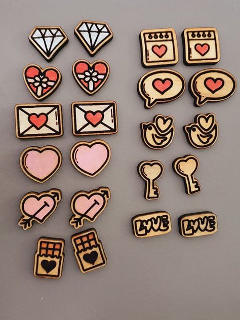 Music Heart, Earring Svg, Wood Earrings Stud, Heart Earring, Leather Earring, Laser Cut Jewelry, Wooden Accessories, Earring Bundle, Jewelry Hand