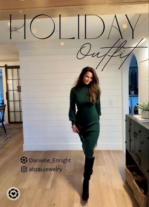 Work Holiday Party Outfit | Holiday Outfit | Sweater Dress | Outfit Inspo Outfit Christmas Party, Dress Black Boots, Holiday Outfit Christmas, Christmas Party Outfit, Outfit Christmas, Dress Work, Holiday Outfit, Ribbed Turtleneck, Work Dress