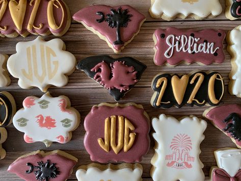 Graduation monogram usc gamecocks Gamecock Clay Earrings, Texas A&m Graduation Cookies, Gamecocks Sublimation Designs, Ou Graduation Cookies, Usc Gamecocks, Sugar Cookies, Sugar Cookie, Monogram