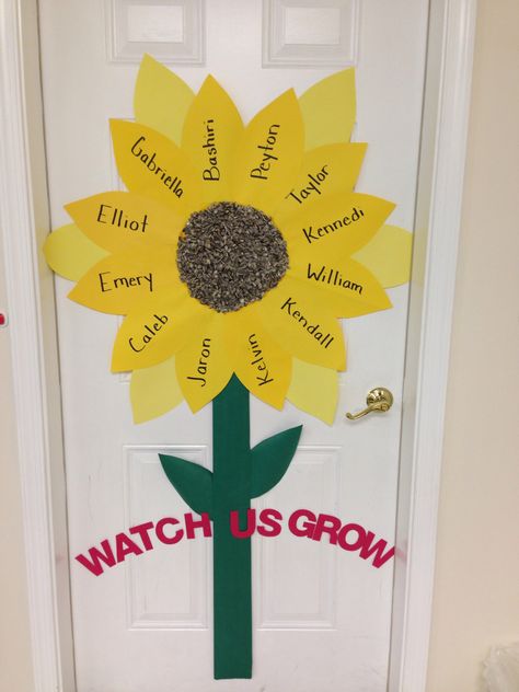 Sunflower School Theme, Sunflower Daycare Theme, Sunflower Classroom Bulletin Boards, Sunflower Class Decoration, Sunflower Birthday Board Classroom, Sunflower Theme Classroom Ideas, Sunflower Bulletin Board Classroom Decor, Preschool Sunflower Theme, Watch Us Grow Classroom Theme