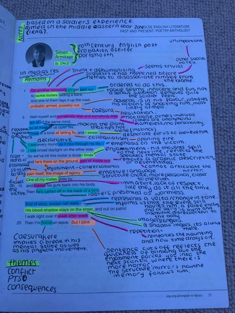 Remains Simon Armitage Analysis, Remains Annotations, Remains Analysis, Remains Simon Armitage, Remains Poem Analysis, Media Studies Gcse, Revision English, English Literature Poems, Literature Poems