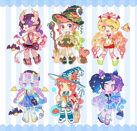 Kawaii Adoptables, Lalins Curse, Candy Girls, Drawing Styles, Cute Fantasy Creatures, 캐릭터 드로잉, Cute Anime Chibi, Kawaii Chibi, Cute Kawaii Drawings