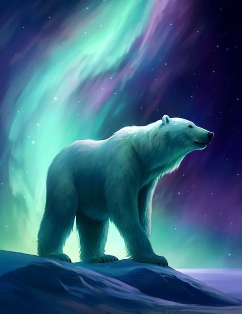 Hi Friends Some Surprise able Thing is waiting for you Draw Polar Bear, Polar Bear Northern Lights, Pola Bear, Polar Bear Painting, Art Northern Lights, Polar Bear Paint, Polar Bear On Ice, Polar Bear Images, Polar Bear Drawing