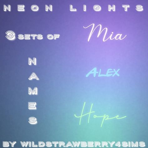 Neon lights - "Names" The Sims 4 | WildStrawberry4Sims sur Patreon The Sims 4 Cc Neon Signs, Sims4 Led Lights Cc, Sims 4 Better Lighting Mod, Sims 4 Cc Wall Letters, Sims 4 Cc Letter Decor, Sims 4 Garland Cc, Led Light Sims 4 Cc, Sims 4 Cc Led Lights Patreon, Sims 4 Wall Letters