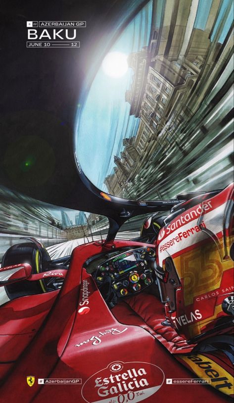 F1 Poster Design, F1 Artwork, Azerbaijan Grand Prix, Grand Prix Posters, Ferrari Poster, Spanish Grand Prix, Motorsport Art, F1 Art, F1 Wallpaper Hd