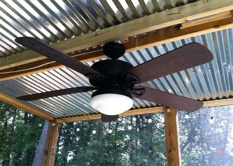 Corrugated Sheet Metal roof for porch...around $14 a sheet at home improvement store Porch Ceiling, Metal Roofing, Screened In Patio, Patio Roof, Outdoor Ceiling, Corrugated Metal, Diy Pergola, Decks And Porches, Home Improvement Store