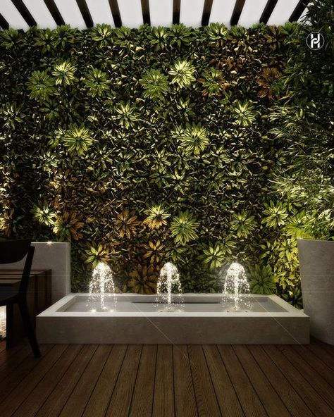 Waterfall Interior, Fountain Restaurant, Landscape Fountain, Business Manifestation, Backyard Waterfall, Wood Landscape, Water Wall Fountain, Modern Water Feature, Restaurant Design Inspiration