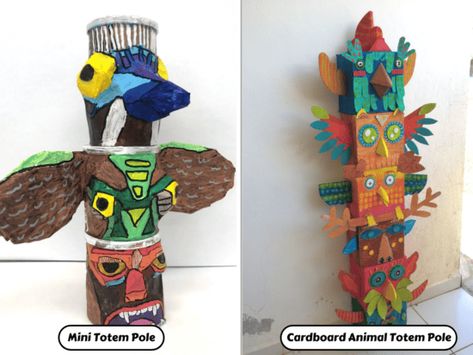 21 Teachable Totem Pole Activities - Teaching Expertise Totem Poles Art Project For Kids, Totem Poles Diy, Totem Pole Ideas, Diy Totem Pole, Totem Poles For Kids, Totem Pole Project, Totum Pole, Totem Pole Craft, Indian Totem Pole