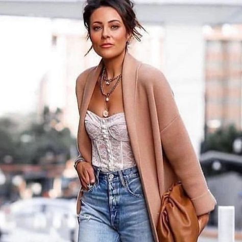 VOGUE CAFÉ on Instagram: "@lucyswhims 1-6?" Lucy Hernandez, Slouchy Jeans, Fall Coat, White Shirts, Sweater Coats, Long Skirt, Perfect Pair, Timeless Fashion, Fashion Blogger