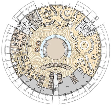 Library Cafe Design, Cafe Design Architecture, Lobby Plan, Library Floor Plan, Museum Flooring, Restaurant Layout, Library Cafe, Restaurant Plan, Circular Buildings