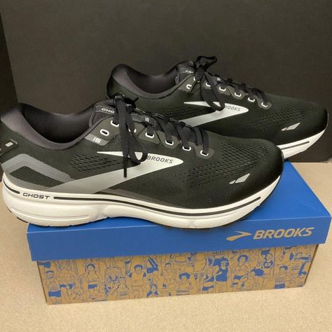 New! Mens Brooks Ghost 15 Black/Blackened Pearl/White Shoes. Size 11.5(2e Width). Awesome Shoes!!! Trail Shoes Women, Brooks Adrenaline, Running Sneakers Women, Brooks Ghost, Brooks Running Shoes, Mens Trail Running Shoes, Racing Shoes, Awesome Shoes, Neutral Running Shoes