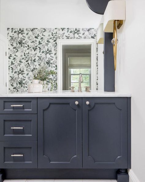 13 Ways to Decorate With Blue in the Bathroom Navy Blue Vanity, Blue Herringbone Tile, Popular Bathroom Colors, Blue Bathroom Ideas, Blue Bathrooms Designs, Guest Bathroom Remodel, Light Blue Walls, Blue Vanity, Wood Accent Wall