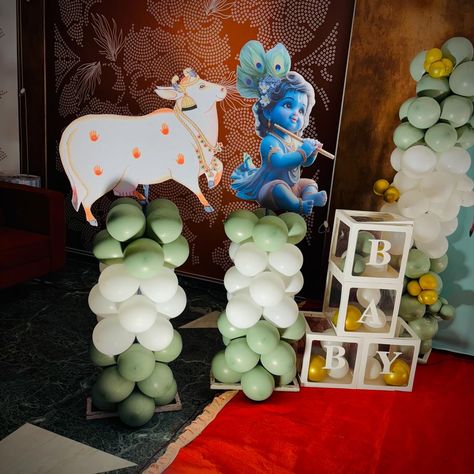 Krishna theme babyshower 🦚❤️😍 Decor by @v.n_events 9328721781 Banquet @aambli.club #krishanathemebabayshowerdecor #krishnatheme #babyshower #srimantsanskar #eventplanner #ohbaby #instagram #aamblirestaurant Krishna Birthday Decoration, Krishna Theme Baby Shower Decorations, Ganapati Decoration Krishna Theme, Krishna Theme Decoration, Krishna Theme Cradle Decoration, Peacock Theme Decoration For Janmashtami, Krishna Theme Decoration For Naming Ceremony, Krishna Birthday, Babyshower Decor