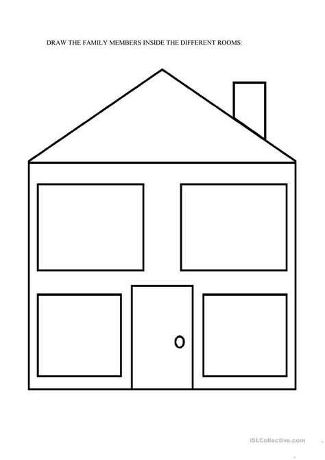 empty house - English ESL Worksheets for distance learning and physical classrooms Preschool Family Theme, The Napping House, Free Craft Templates, House Drawing For Kids, Preschool Family, House Outline, Empty House, Family Worksheet, House Template