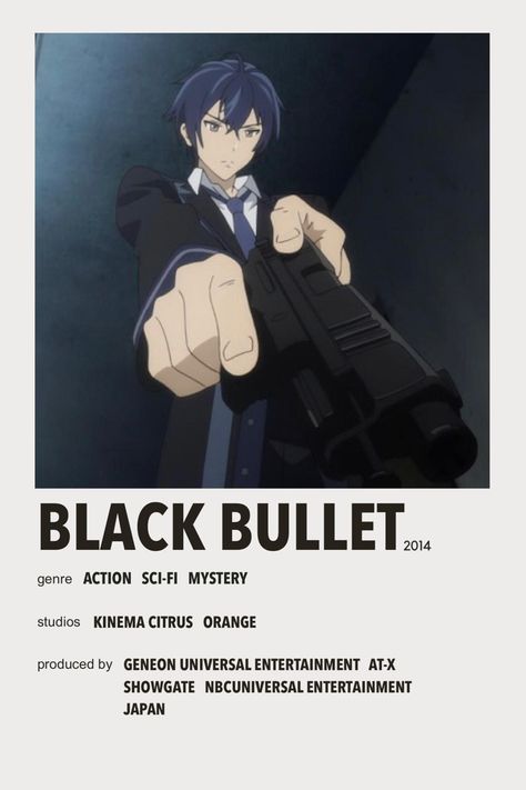 anime film poster #blackbullet Anime Watchlist, Anime Title, Anime Recs, Anime Sites, Anime Websites, Black Bullet, Anime Suggestions, Anime List, Animes To Watch