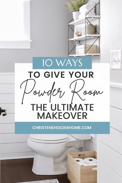 Looking to give your small powder room a fresh and quick update? Check out these 10 easy and inspiring makeover ideas. From new paint and fixtures to decorative accents and storage solutions. Give your powder room the ultimate DIY makeover! How To Wallpaper A Bathroom, Half Bathroom Ideas Modern, Small Powder Room Decor, Craftsman Window Trim, Small Half Bathroom, Small Powder Room, Modern Powder Rooms, Modern Powder Room, Powder Bathroom