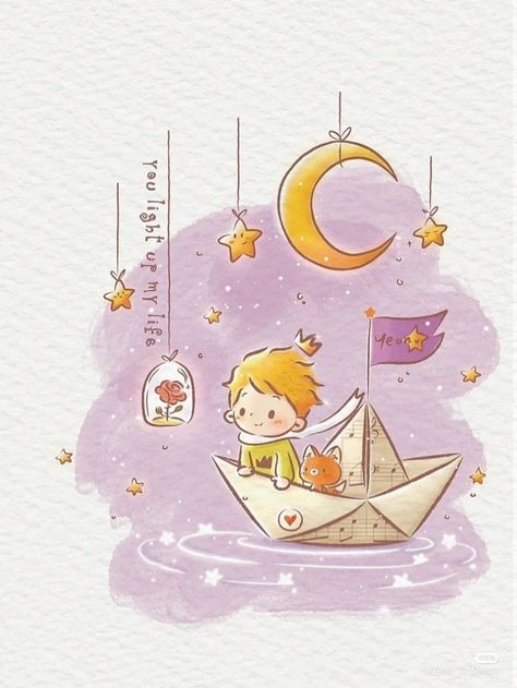 Le Petit Prince Illustration, Little Prince Drawing, Little Prince Illustration, Little Prince Watercolor, Baby Boy Illustration, The Little Prince Illustration, Prince Drawing, Minimalist Tattoos, Cartoon Tattoos