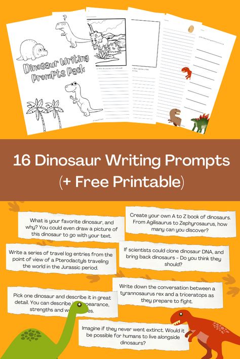 Dinosaur Writing Prompts, Character Description Writing Examples, Character Description Writing, Dinosaur Books For Kids, Free Writing Prompts, Journal Topics, Writing Games, Summer Schedule, 4th Grade Science