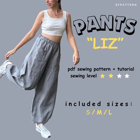 Wide Leg Pants Sewing Pattern, Unique Sewing Patterns, Diy Pants, Pants Sewing, Pants Sewing Pattern, Fabric Scissors, Sewing Skirts, Sewing Pattern Sizes, Pantalon Large