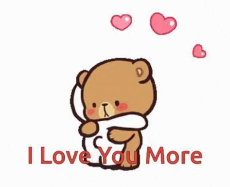 Love You More Meme, Milk And Mocha Bear, Good Night Angel, Love You More Quotes, Hearts Gif, Hugs And Kisses Couples, Milk And Mocha, I Love You Animation, Mocha Bear