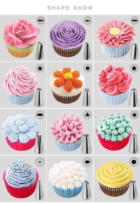 Resipi Kek, Cupcake Decorating Tips, Bakery Pastry, Piping Techniques, Cupcake Cake Designs, Frosting Tips, Cupcakes Decorados, Icing Tips, Cake Decorating Piping