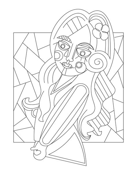 Art Class Coloring Page, Picasso Coloring Pages, Star Wars Party Printables, Kindergarten Halloween Crafts, Kindergarten Assessment, Printable String Art Patterns, Quirky Characters, Art Coloring Pages, Picasso Drawing