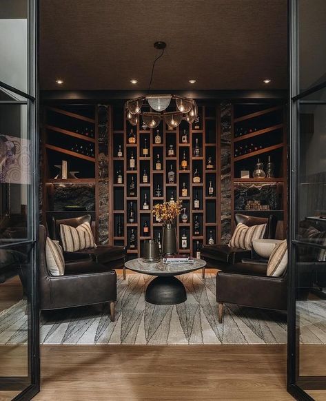 Welcome to the ‘whiskey and wine, and all that’s fine’ room 🍷     credits:  📐 @dawnreevesdesign 🧱 @greenside_design_build 📐 @momentdesign_architecture 📸 @stofferphotographyinteriors 👏🏼🫶🏼  ___________________  Follow @britishhomedesign for daily inspiration.  • BHD is a multi-award winning, Norfolk based, Architecture & Interior Design Studio tagging inspirational home design with our label of approval • ___________________ Dystopian Interior, Whiskey Room Ideas, Whiskey Lounge, Whiskey Room, Lodge House, Dream Bedroom Inspiration, Home Wine Cellars, Harmony House, Living Room Lounge