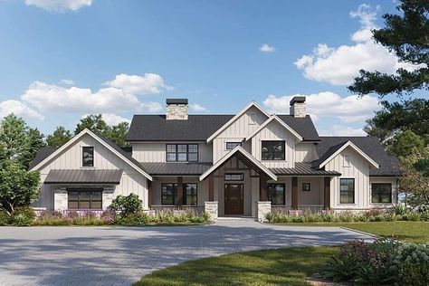 America's Best House Plans on Instagram: “A larger, Modern Farmhouse design, Plan 5631-00188 features 3,491 sq. ft., 4 bedrooms, 3 full bathrooms, a walk-in pantry, multiple large…” American House Plans, Mountain House Plans, American House, Farmhouse House, Farmhouse Plan, House Plans Farmhouse, Modern Farmhouse Plans, Bedroom House Plans, Best House Plans