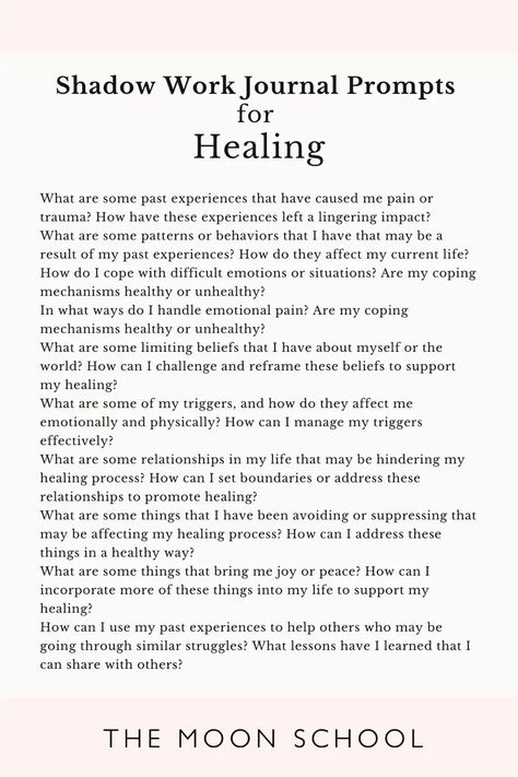 Dive into your unconscious with these shadow work prompts for beginners. Use to explore, heal and integrate the darker side of the psyche. Shadow Work For Friendships, Shadow Work For Self Esteem, Shadow Work For Abandonment Issues, Christian Shadow Work Prompts, Shadow Work Journal Prompts For Black Women, Shadow Work Prompts Body Image, Shadow Work For Betrayal, 30 Day Shadow Work Challenge, Breakup Shadow Work