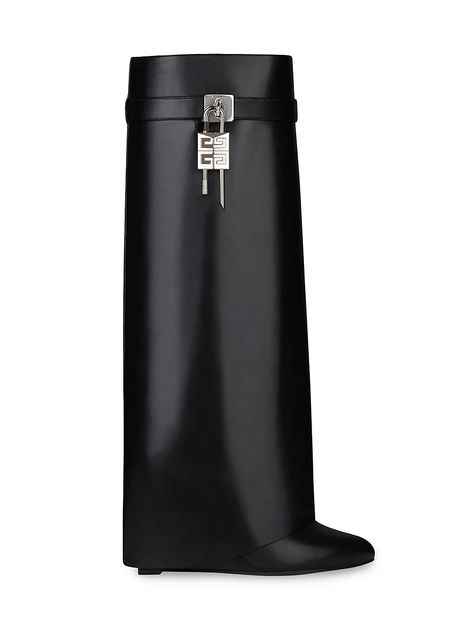 Shop Givenchy Shark Lock Boots Wide Fit in Leather | Saks Fifth Avenue Shark Lock Boots, Lock Boots, Givenchy Shark, Almond Toe Boots, Givenchy Boots, Dr Shoes, Slip On Boots, Wide Boots, Mein Style