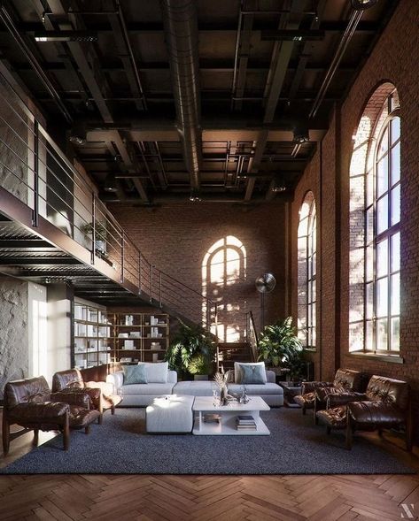 Industrial Penthouse, Industrial Loft Design, Loft Inspiration, Warehouse Home, Industrial Home Design, Loft Interiors, Industrial Interior Design, Loft House, Loft Living