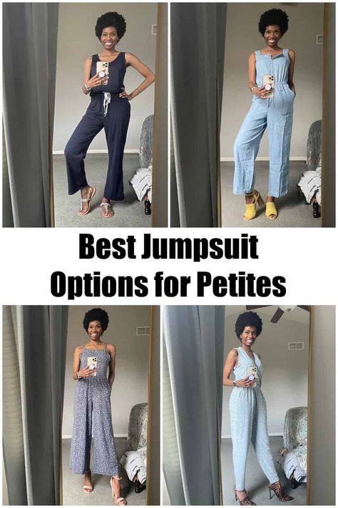 Jumpsuit For Petite Women, Jumpsuits For Petite Women, Best Jumpsuits, 2 Piece Jumpsuit, Petite Body Types, Trendy Jumpsuit, Smaller Hips, Cap Sleeve Tee, Petite Jumpsuit