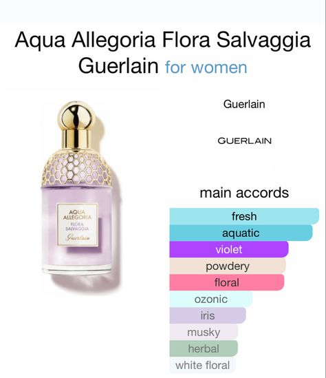 Guerlain Flora Salvaggia, Guerlain Perfume Aqua Allegoria, Bargello Perfume, Perfume Closet, Fragrance Guide, Perfume Oil Recipes, Guerlain Perfume, Clean Perfume, Fragrances Perfume Woman