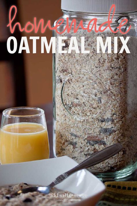 Make your own instant oatmeal mixes with quick oats using this easy recipe #homemade #addsaltandserve #menus4moms Instant Oatmeal Recipes, Homemade Instant Oatmeal, Diy Food Storage, Instant Oatmeal Packets, Quick Oatmeal, Oatmeal Flavors, Diy Oatmeal, Raw Oats, Oat Cereal