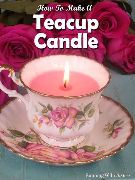 Tea Cup Candles Diy, Teacup Candle, Hand Dipped Candles, Candle Dipping, Teacup Crafts, Candle Diy, Candle Crafts Diy, Candle Making Business, Teacup Candles