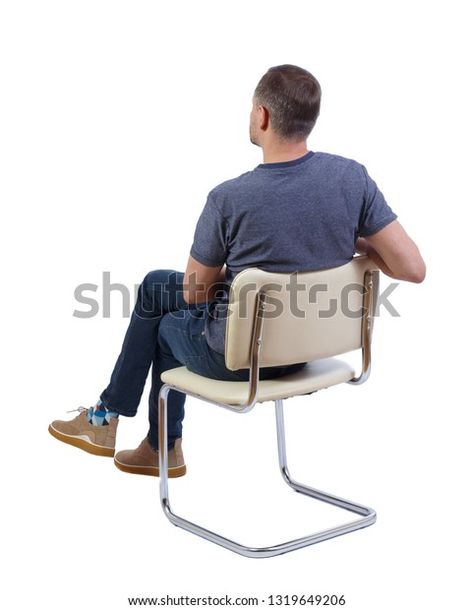 Back View Man Sitting On Chair Stock Photo 1319649206 | Shutterstock Man Sitting On Chair, Sitting Pose Reference, Chair Drawing, Chair Pose, Cleaning My Room, Figure Reference, Sitting Poses, Man Sitting, Person Sitting